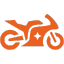 Slopeseeker Goggle Insert logo of a motorcycle with an orange color scheme on a white background